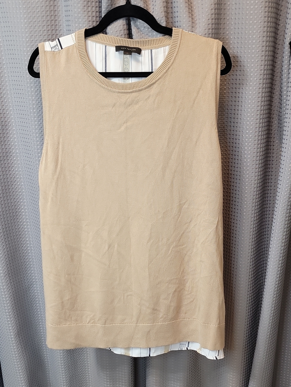 Ann Taylor Knit Front Print Back Sleeveless Shell Size XL